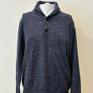 J.Crew Shawl Collar Lambswool Blend Sweater Mens L Blue Cozy Fishermen Academia